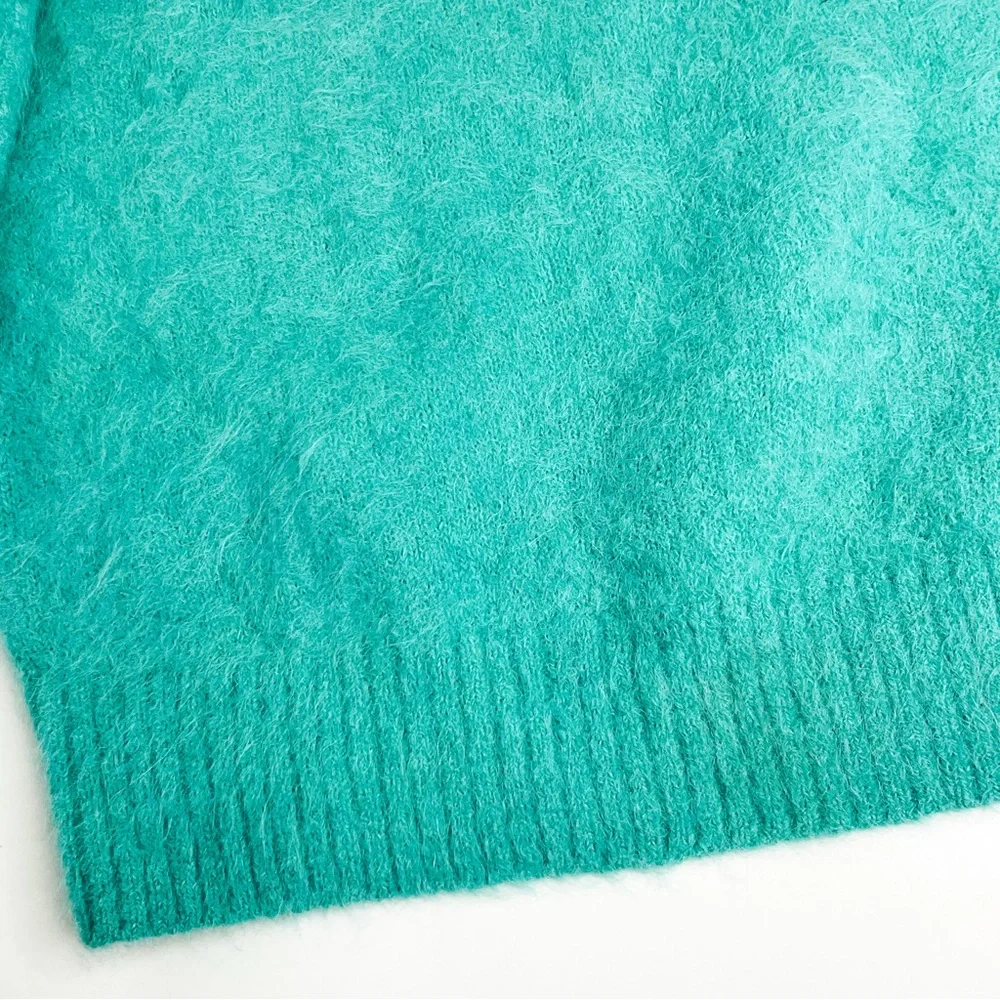 Banana Republic Alpaca Wool Sweater Teal Puff Sleeve Large - Picture 6 of 13